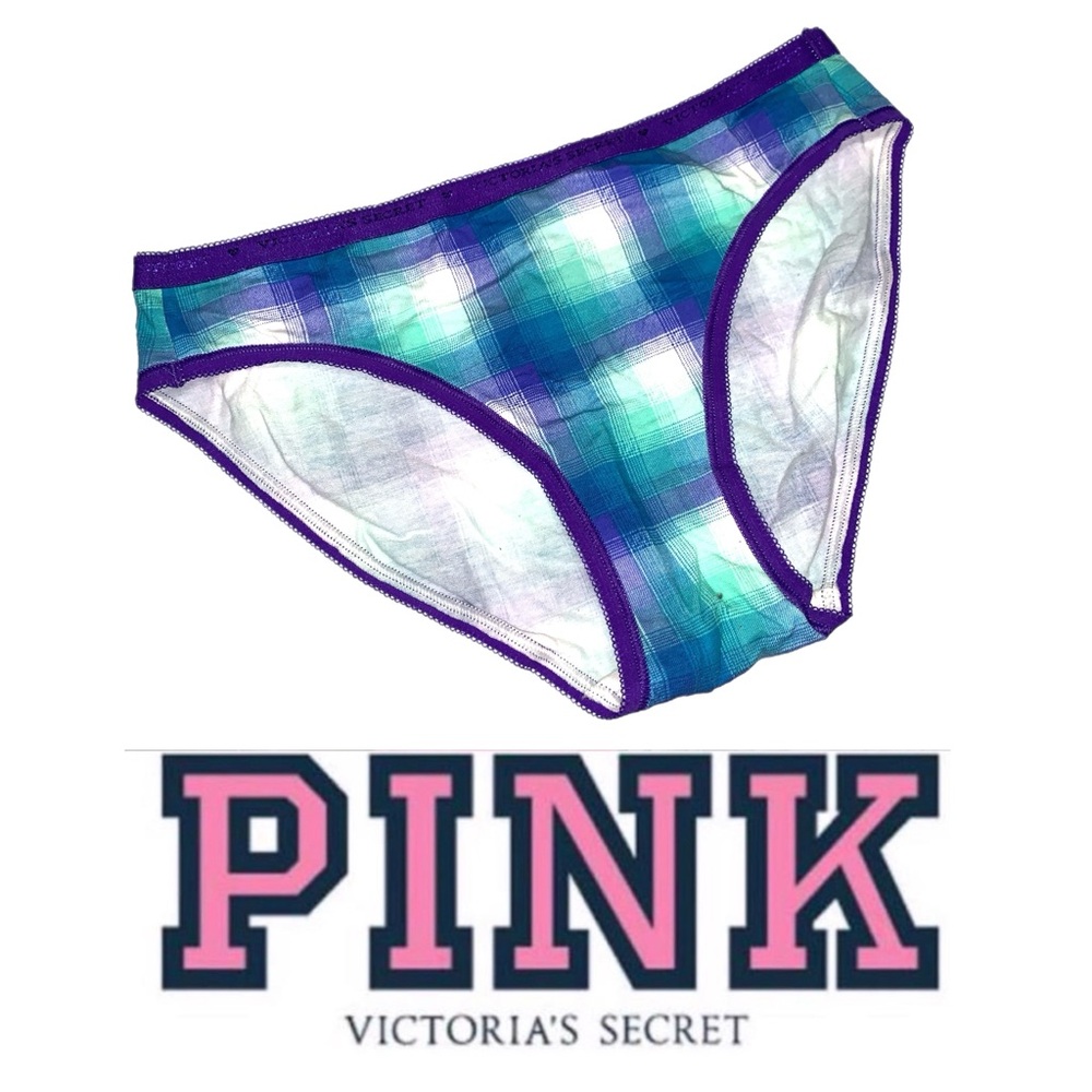 PINK Victoria's Secret Plaid Bottoms - Blue and Purple Panties Underwear XS P082